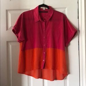 F21 colorblocked short sleeve button down